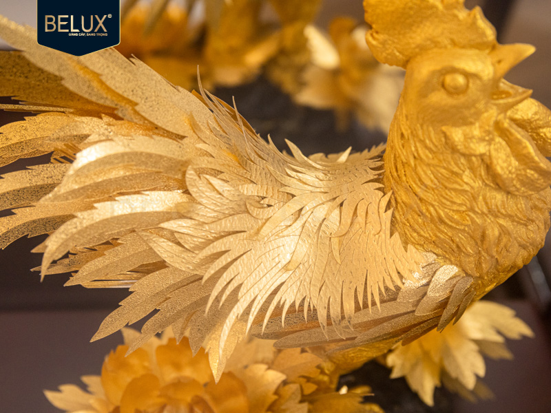 Tượng Gà Trống Đại Cát dát vàng 24k&nbsp;28x16x35cm